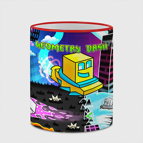 Кружка цветная Geometry Dash / 3D-Красный кант – фото 2
