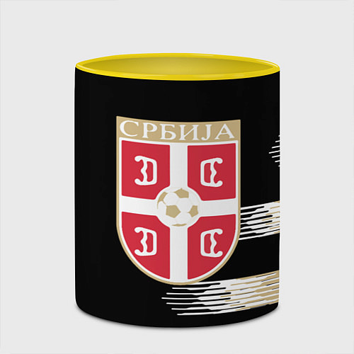 Кружка цветная Сборная Сербии / 3D-Белый + желтый – фото 2