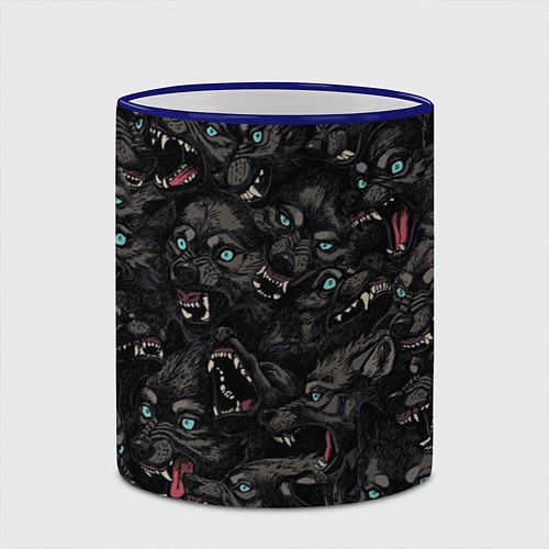 Кружка цветная Волки Wolwes / 3D-Синий кант – фото 2