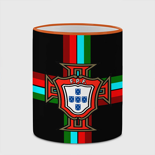 Кружка цветная Сборная Португалии / 3D-Оранжевый кант – фото 2