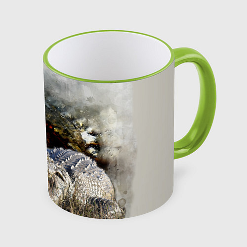 Кружка цветная Глаз крокодила / 3D-Светло-зеленый кант – фото 1