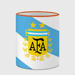 Кружка 3D Сборная Аргентины спина, цвет: 3D-оранжевый кант — фото 2