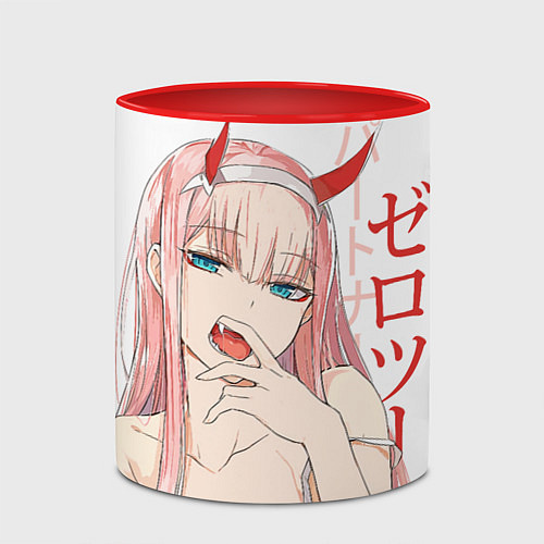 Кружка цветная Darling in the Franxx Zero Two / 3D-Белый + красный – фото 2