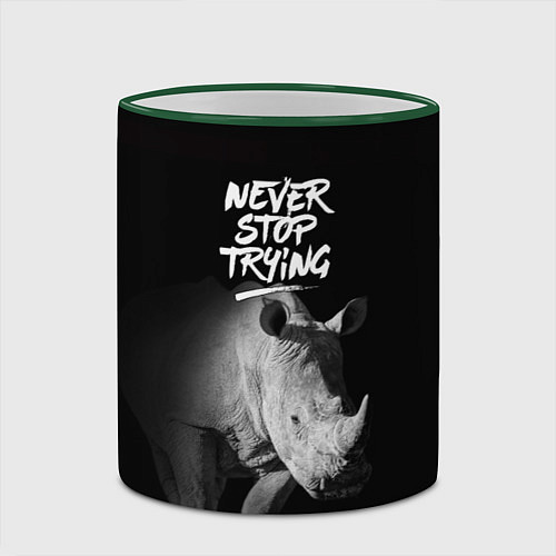 Кружка цветная Nnever stop trying / 3D-Зеленый кант – фото 2