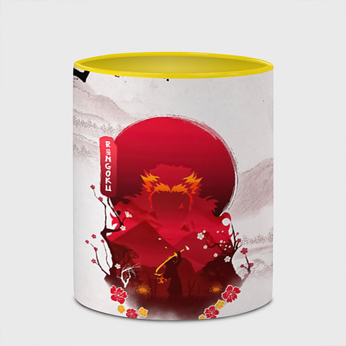 Кружка цветная Кенджиро Ренгоку Kimetsu no Yaiba / 3D-Белый + желтый – фото 2
