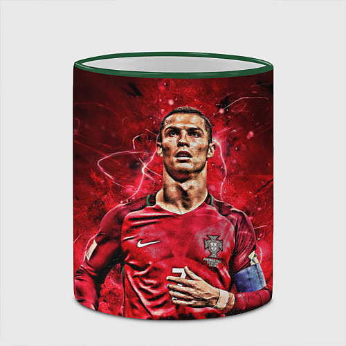 Кружка цветная Cristiano Ronaldo Portugal / 3D-Зеленый кант – фото 2