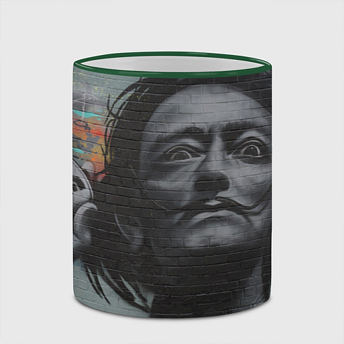 Кружка цветная Сальвадор Дали / 3D-Зеленый кант – фото 2