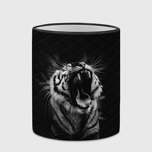 Кружка цветная Тигр рычит Tiger realistic / 3D-Черный кант – фото 2