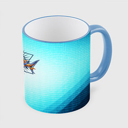 Кружка 3D Акула в огне, цвет: 3D-небесно-голубой кант