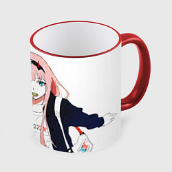 Кружка 3D Zero Two, Darling in the Franx, цвет: 3D-красный кант