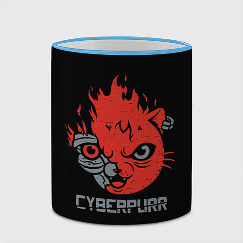 Кружка цветная СYBERPURR / 3D-Небесно-голубой кант – фото 2