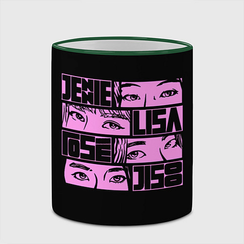 Кружка цветная Black pink eyes / 3D-Зеленый кант – фото 2