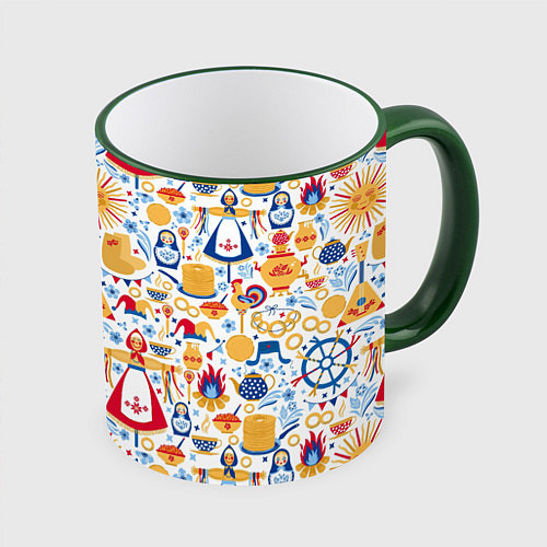 Кружка цветная Славянская символика / 3D-Зеленый кант – фото 1