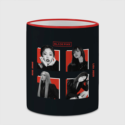 Кружка цветная BLACKPINK Red and black / 3D-Красный кант – фото 2