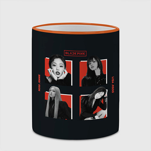 Кружка цветная BLACKPINK Red and black / 3D-Оранжевый кант – фото 2