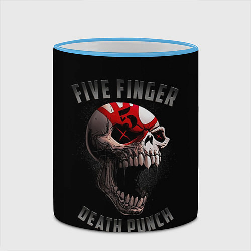 Кружка цветная Five Finger Death Punch 5FDP / 3D-Небесно-голубой кант – фото 2