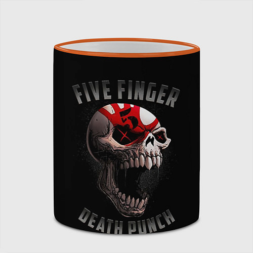 Кружка цветная Five Finger Death Punch 5FDP / 3D-Оранжевый кант – фото 2