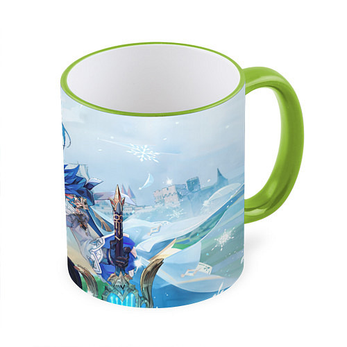Кружка цветная Eula Genshin Impact / 3D-Светло-зеленый кант – фото 1