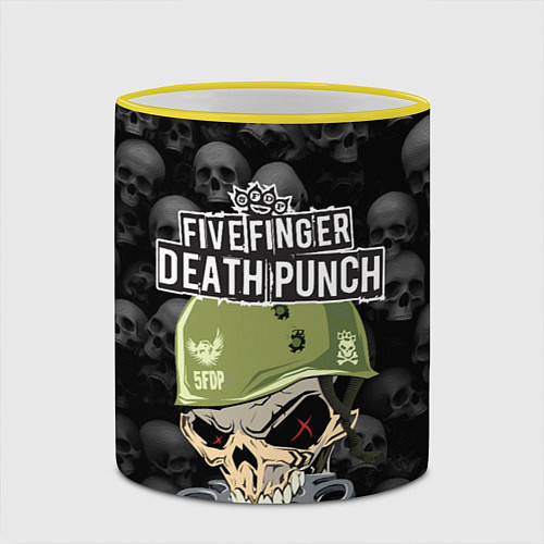 Кружка цветная Five Finger Death Punch 5FDP Z / 3D-Желтый кант – фото 2