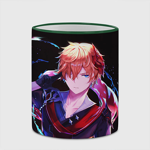 Кружка цветная ТАРТАЛЬЯ - ИГРА GENSHIN IMPACT / 3D-Зеленый кант – фото 2