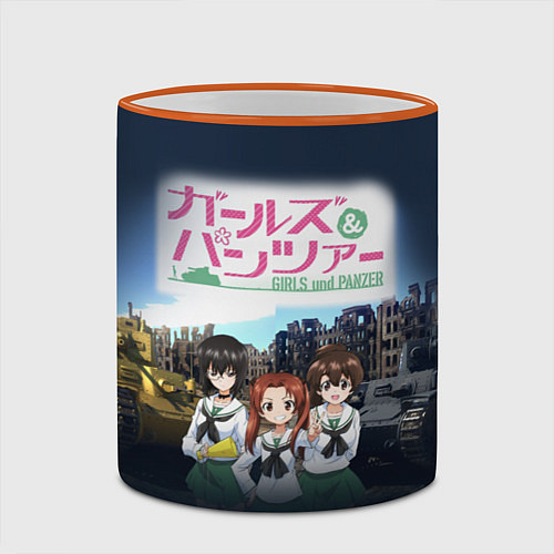 Кружка цветная Девушки и танки Girls und Panzer Z / 3D-Оранжевый кант – фото 2