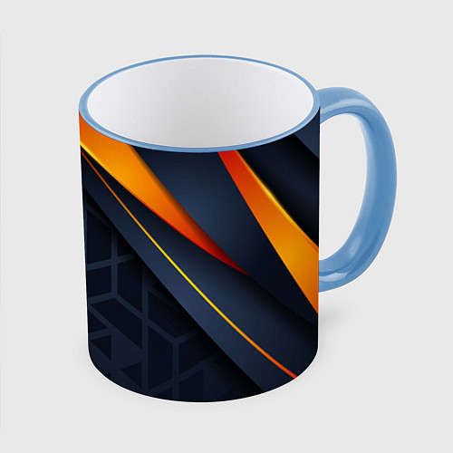 Кружка цветная BLACK ORANGE / 3D-Небесно-голубой кант – фото 1