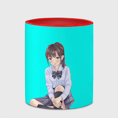 Кружка цветная Anime girl / 3D-Белый + красный – фото 2