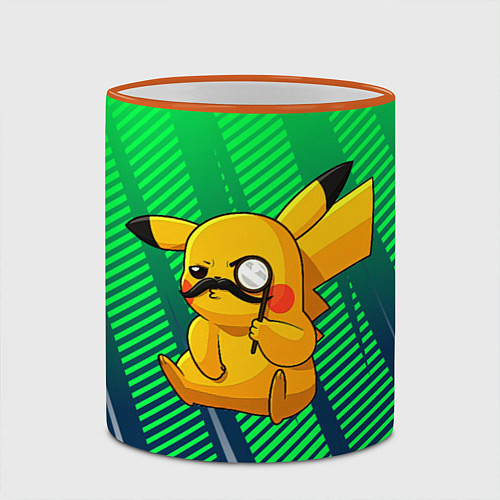 Кружка цветная Детектив Пикачу / 3D-Оранжевый кант – фото 2