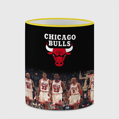 Кружка цветная CHICAGO BULLS 3 / 3D-Желтый кант – фото 2