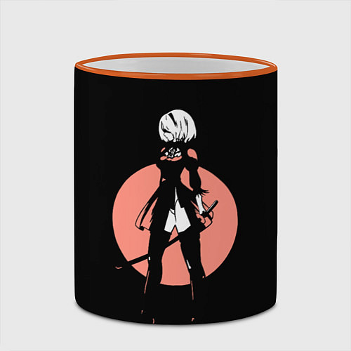Кружка цветная Nier Automata / 3D-Оранжевый кант – фото 2