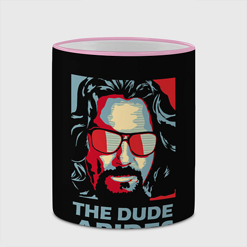 Кружка цветная The Dude Abides Лебовски / 3D-Розовый кант – фото 2