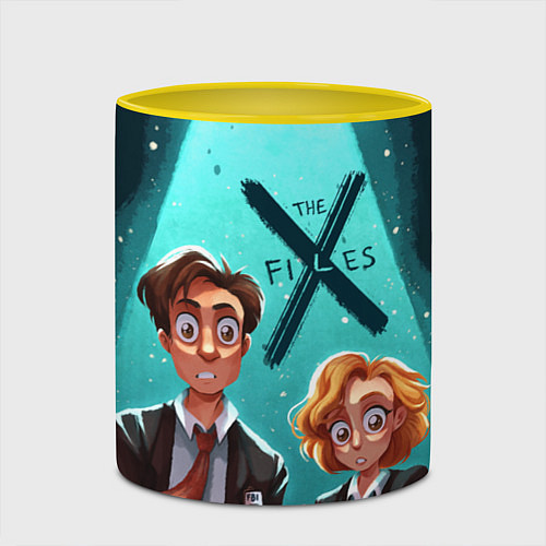 Кружка цветная Fox Mulder and Dana Scully / 3D-Белый + желтый – фото 2