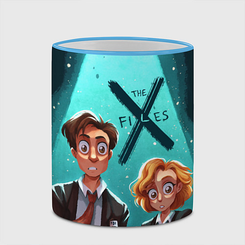 Кружка цветная Fox Mulder and Dana Scully / 3D-Небесно-голубой кант – фото 2