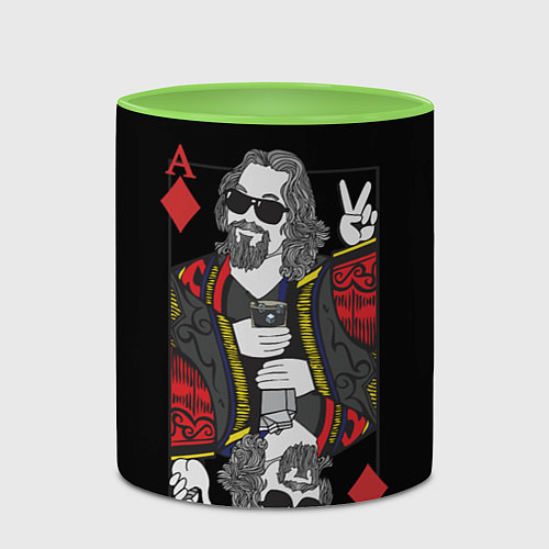 Кружка цветная Большой Лебовский туз бубей / 3D-Белый + светло-зеленый – фото 2