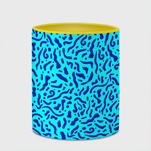 Кружка цветная Неоновые синие узоры / 3D-Белый + желтый – фото 2