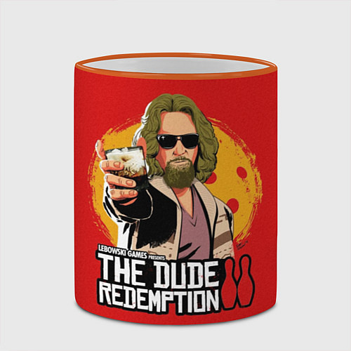 Кружка цветная The dude redemption / 3D-Оранжевый кант – фото 2