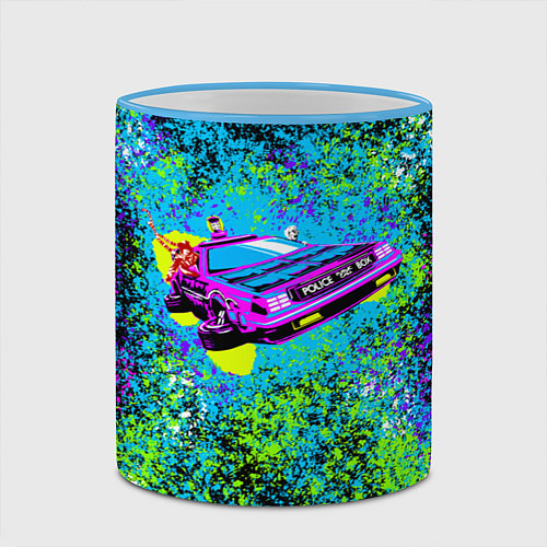 Кружка цветная Delorean color 3D / 3D-Небесно-голубой кант – фото 2