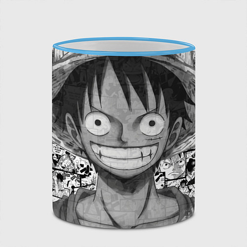 Кружка цветная Луфи улыбается one piece / 3D-Небесно-голубой кант – фото 2