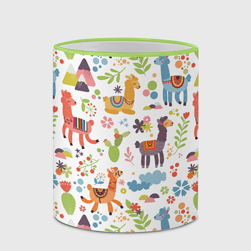 Кружка цветная Ламы / 3D-Светло-зеленый кант – фото 2