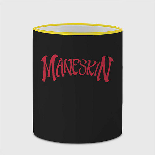 Кружка цветная Maneskin Inscription / 3D-Желтый кант – фото 2