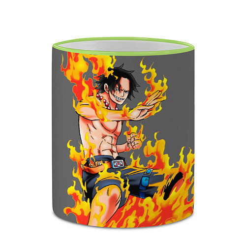 Кружка цветная Портгас Д Эйс из One Piece / 3D-Светло-зеленый кант – фото 2