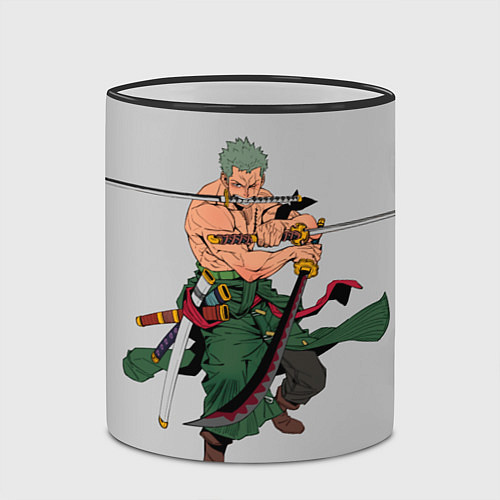 Кружка цветная Арт Ророноа Зоро, One Piece / 3D-Черный кант – фото 2