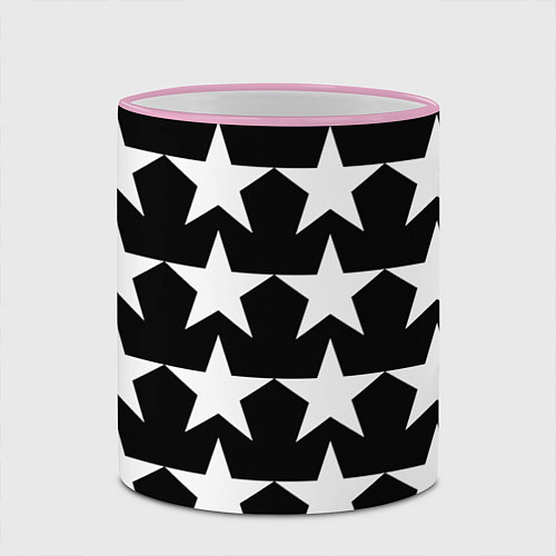 Кружка цветная Белые звёзды на чёрном фоне / 3D-Розовый кант – фото 2