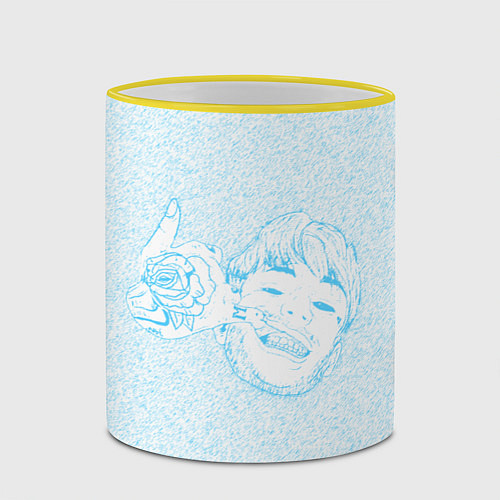 Кружка цветная Blue Lil Peep / 3D-Желтый кант – фото 2