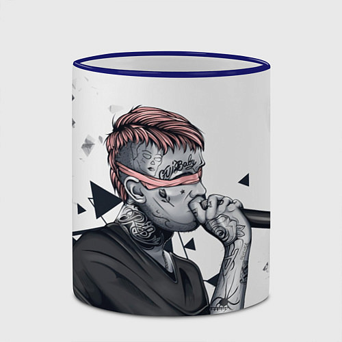 Кружка цветная Blind Lil Peep / 3D-Синий кант – фото 2