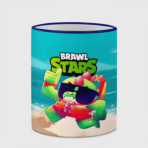 Кружка цветная Базз Buzz Brawl Stars пляж / 3D-Синий кант – фото 2