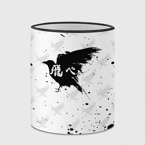 Кружка цветная Лозунг Карасуно ворон Haikyu!! / 3D-Черный кант – фото 2