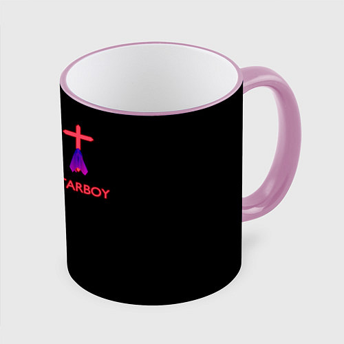 Кружка цветная STARBOY - The Weeknd / 3D-Розовый кант – фото 1