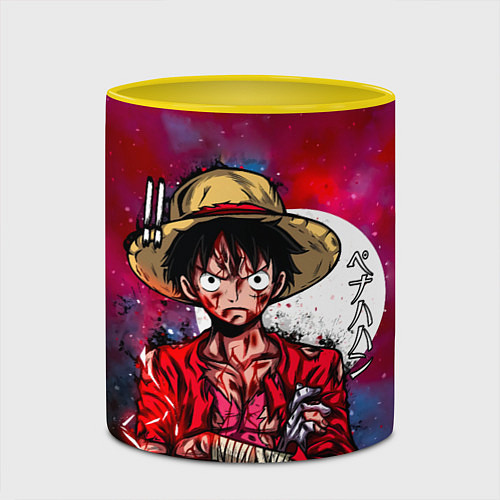 Кружка цветная Луффи One Piece Большой куш / 3D-Белый + желтый – фото 2