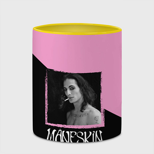 Кружка цветная Maneskin Domiano / 3D-Белый + желтый – фото 2